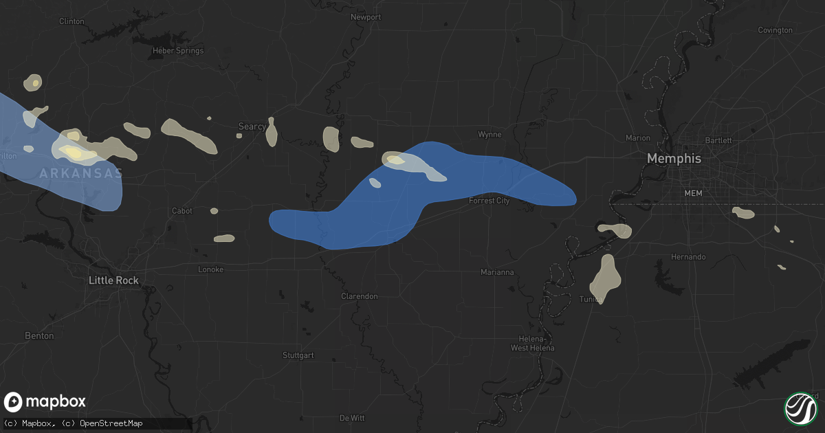 Hail map in Wheatley, AR on August 17, 2026