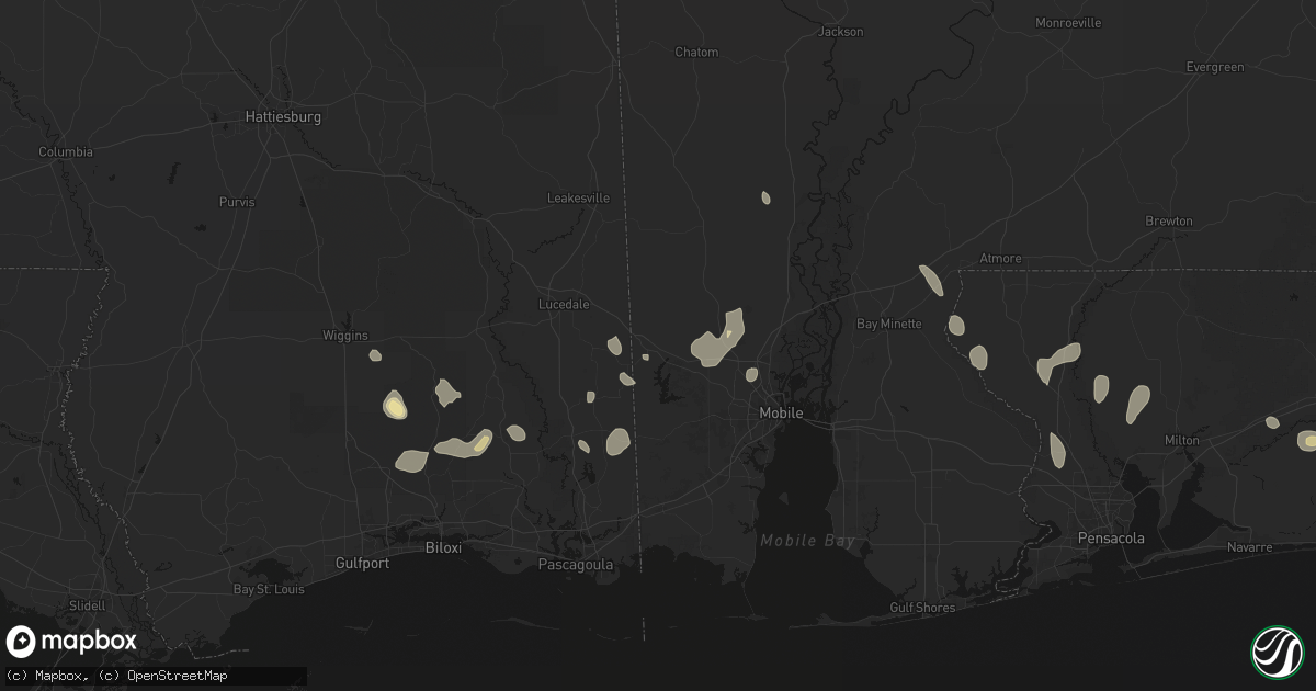 Hail map in Wilmer, AL on August 17, 2026