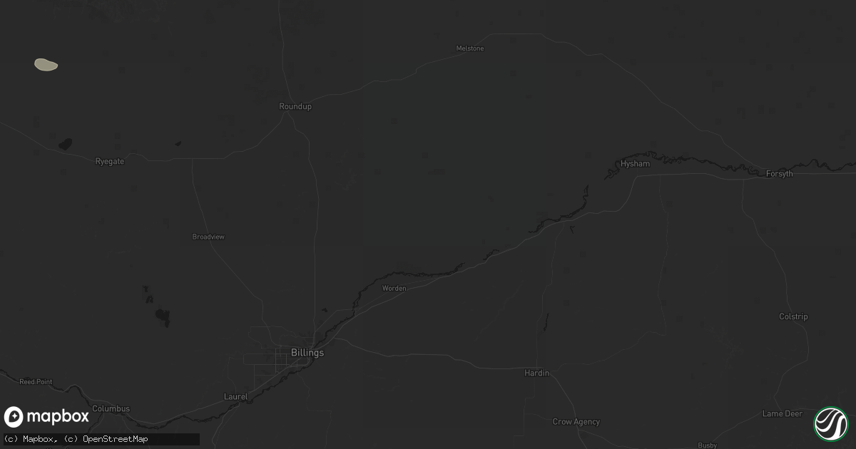 Hail map in Worden, MT on August 17, 2026