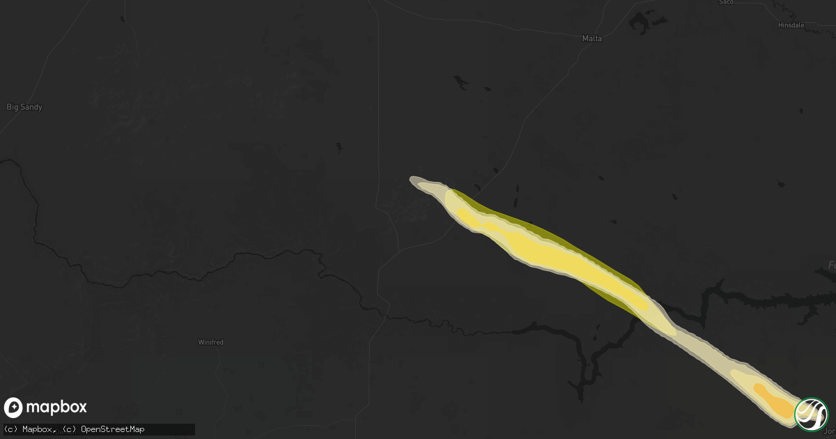 Hail map in Zortman, MT on August 17, 2026