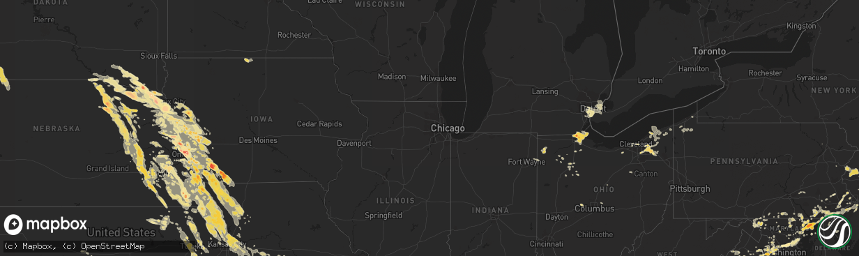 Hail map in Ohio on August 18, 2011