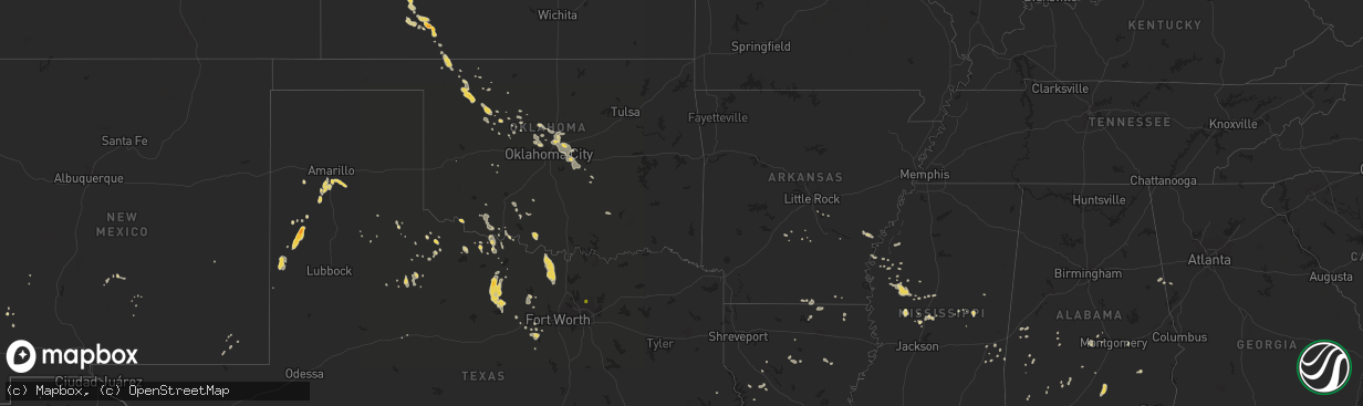 Hail map on August 18, 2012