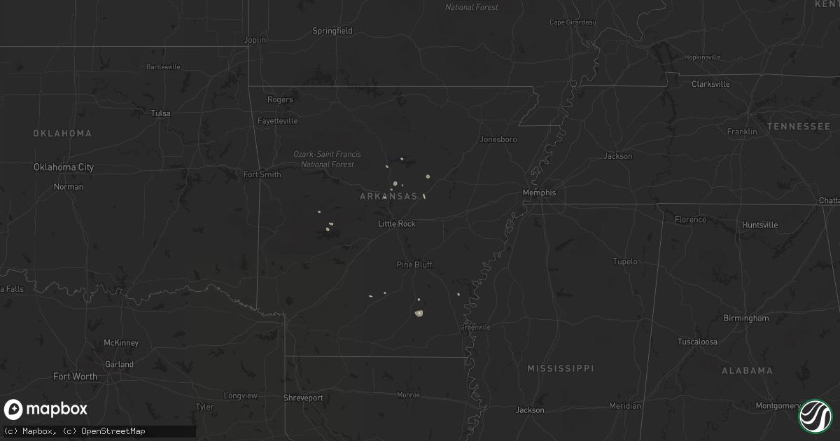 Hail map in Arkansas on August 18, 2014