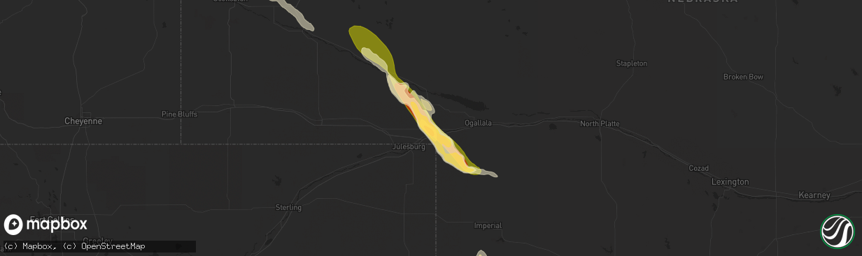 Hail map in Big Springs, NE on August 18, 2014