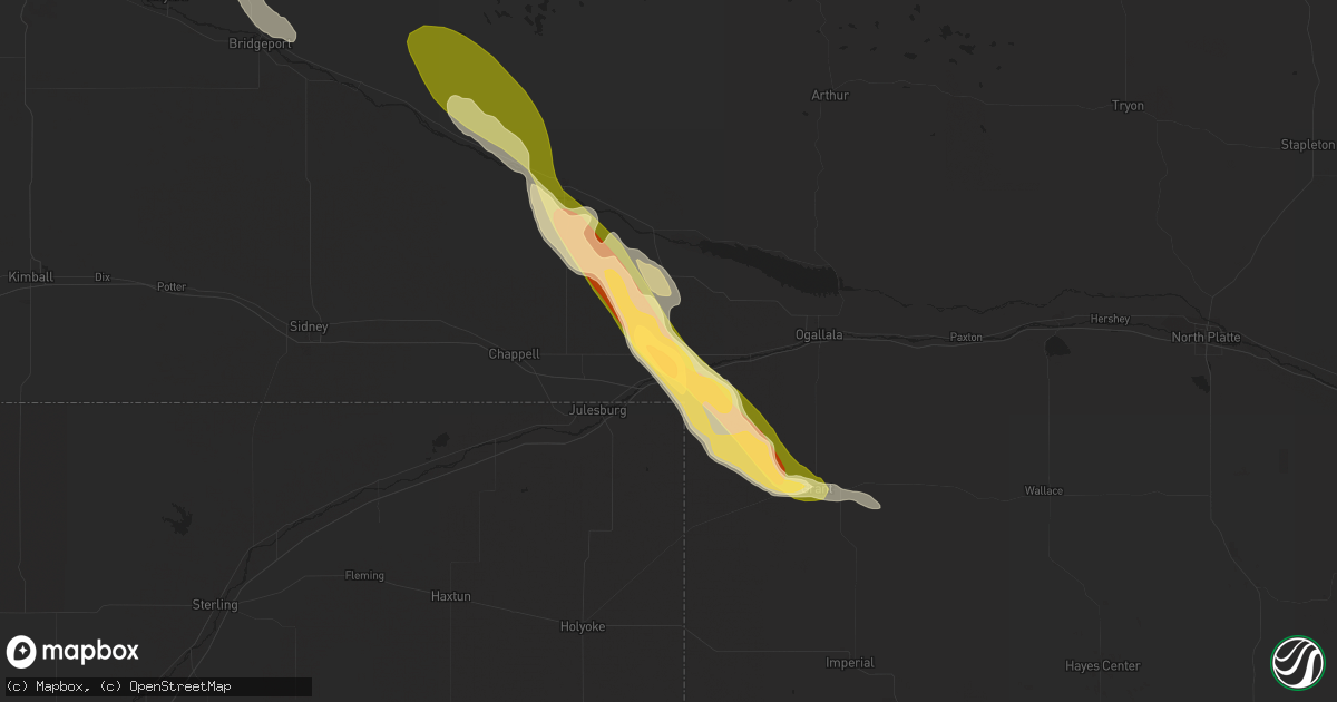 Hail map in Big Springs, NE on August 18, 2014
