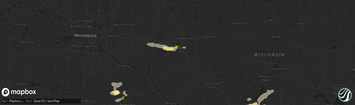 Hail map in Eau Claire, WI on August 18, 2014