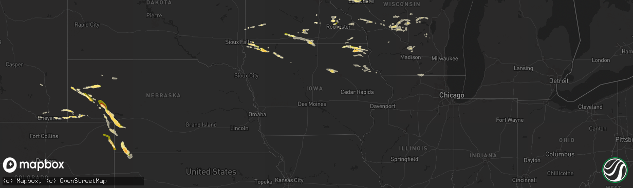 Hail map in Iowa on August 18, 2014