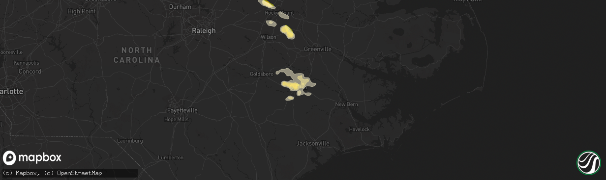 Hail map in Kinston, NC on August 18, 2014