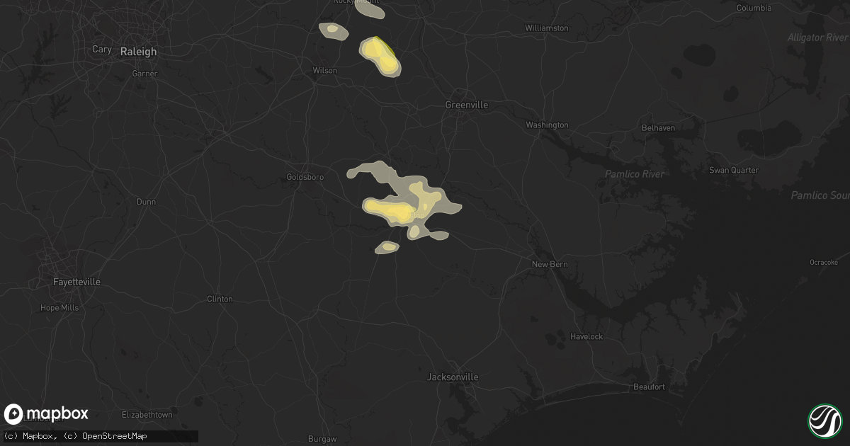Hail map in Kinston, NC on August 18, 2014