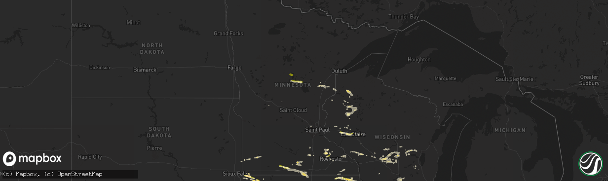 Hail map in Minnesota on August 18, 2014