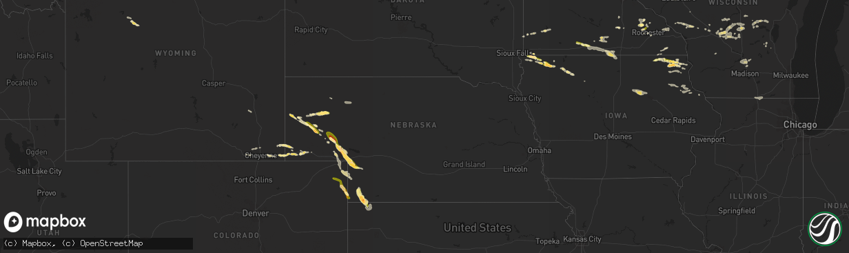 Hail map in Nebraska on August 18, 2014