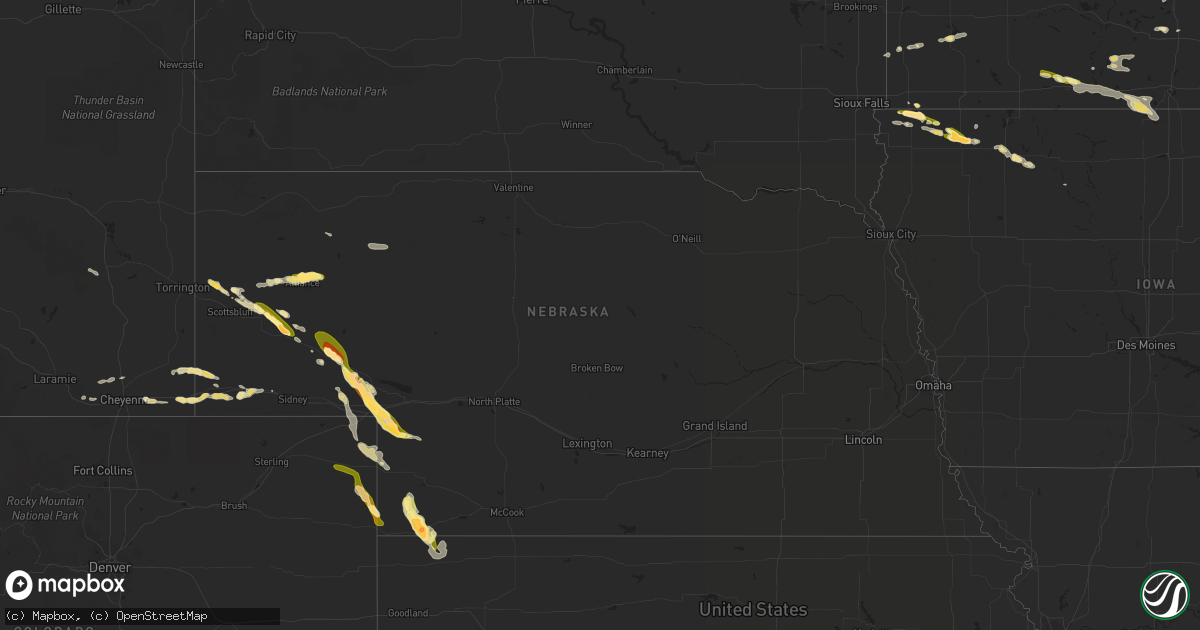 Hail map in Nebraska on August 18, 2014