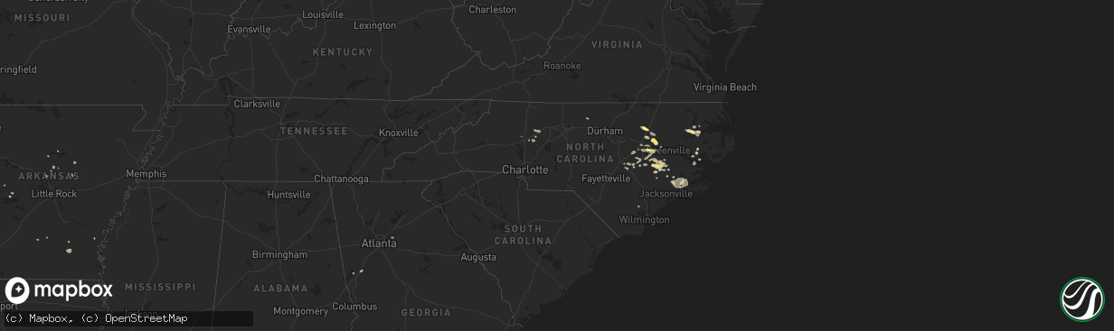 Hail map in North Carolina on August 18, 2014