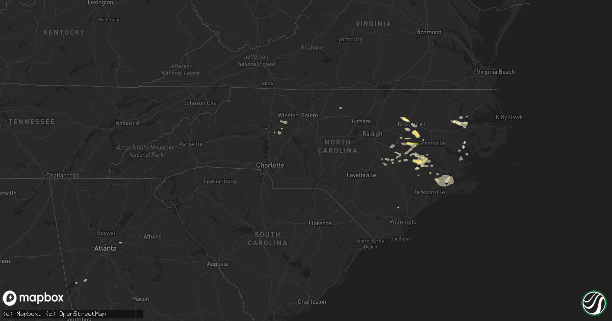 Hail map in North Carolina on August 18, 2014