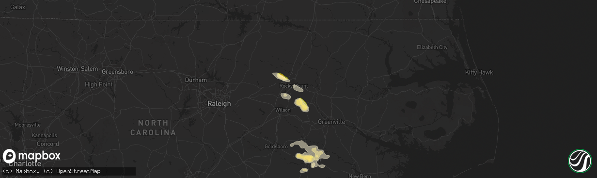 Hail map in Rocky Mount, NC on August 18, 2014