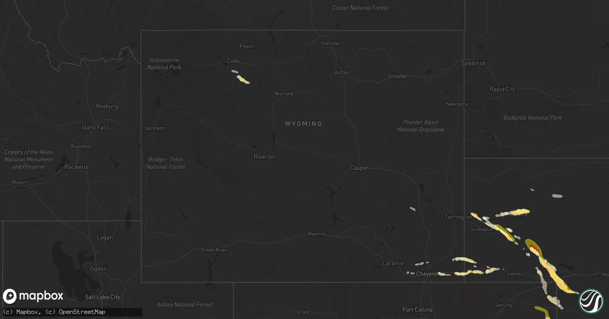Hail map in Wyoming on August 18, 2014