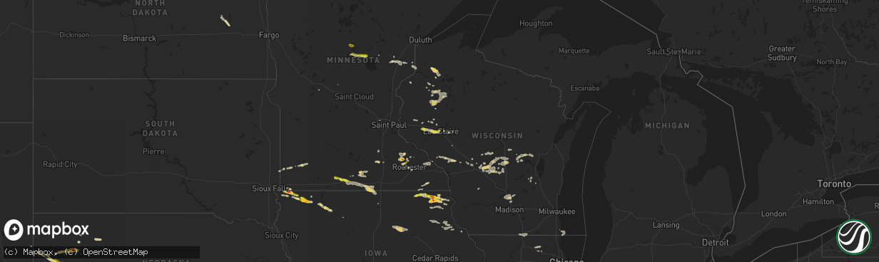 Hail map on August 18, 2014