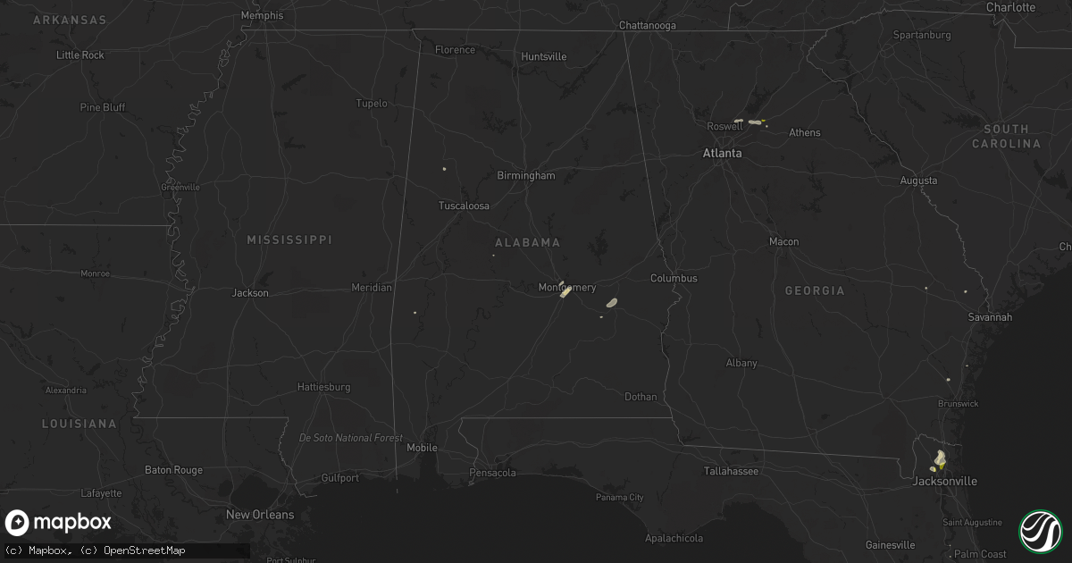 Hail map in Alabama on August 18, 2015