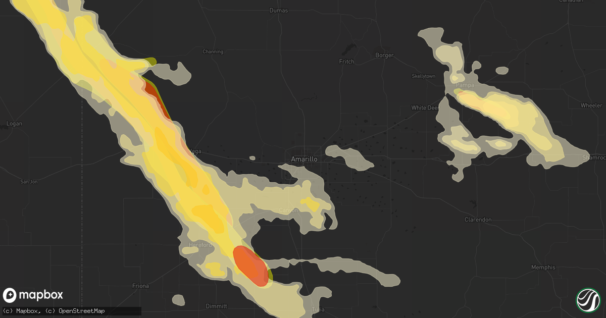 Hail map in Amarillo, TX on August 18, 2015