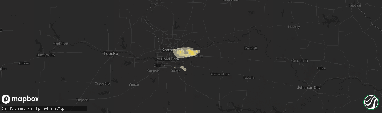 Hail map in Blue Springs, MO on August 18, 2015