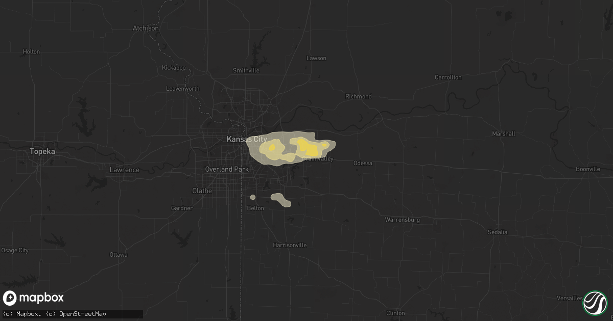 Hail map in Blue Springs, MO on August 18, 2015