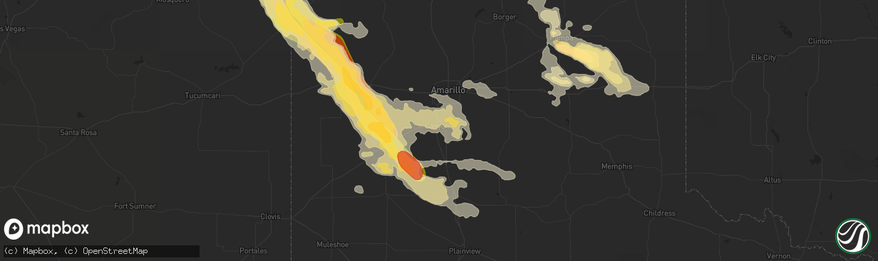 Hail map in Canyon, TX on August 18, 2015