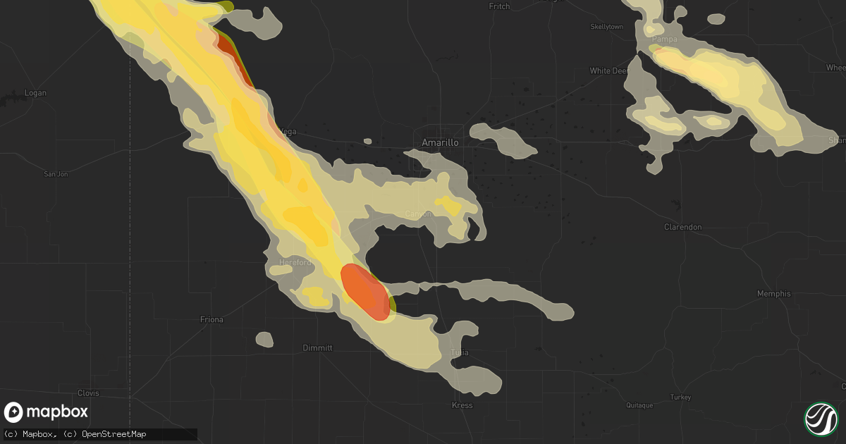 Hail map in Canyon, TX on August 18, 2015