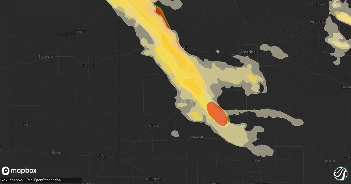 Hail map in Hereford, TX on August 18, 2015