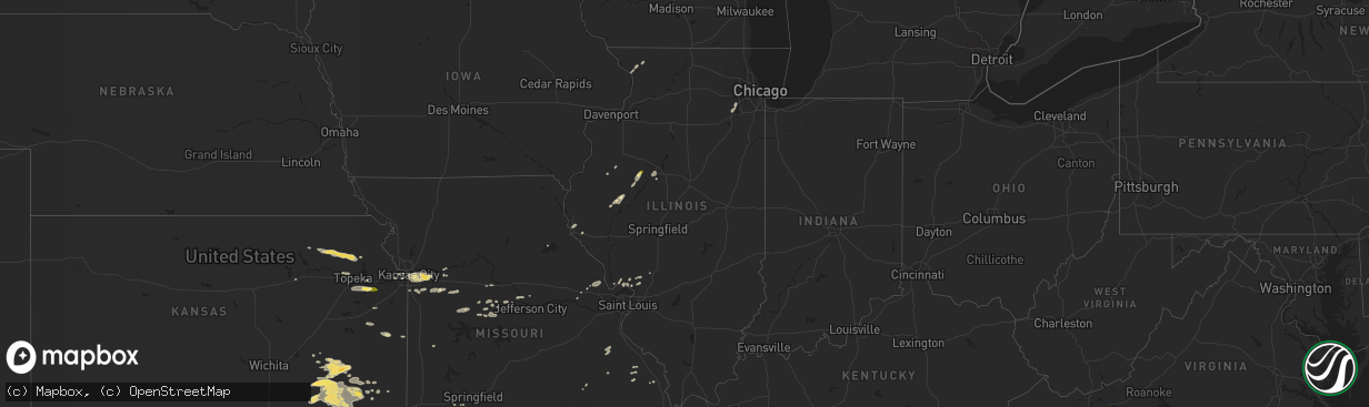 Hail map in Illinois on August 18, 2015