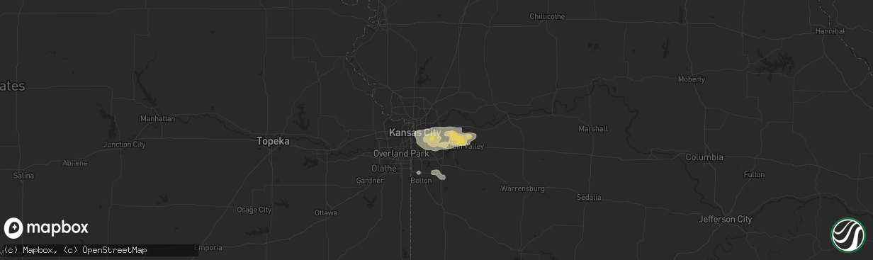 Hail map in Independence, MO on August 18, 2015