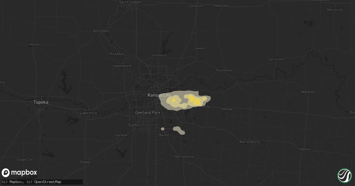 Hail map in Independence, MO on August 18, 2015
