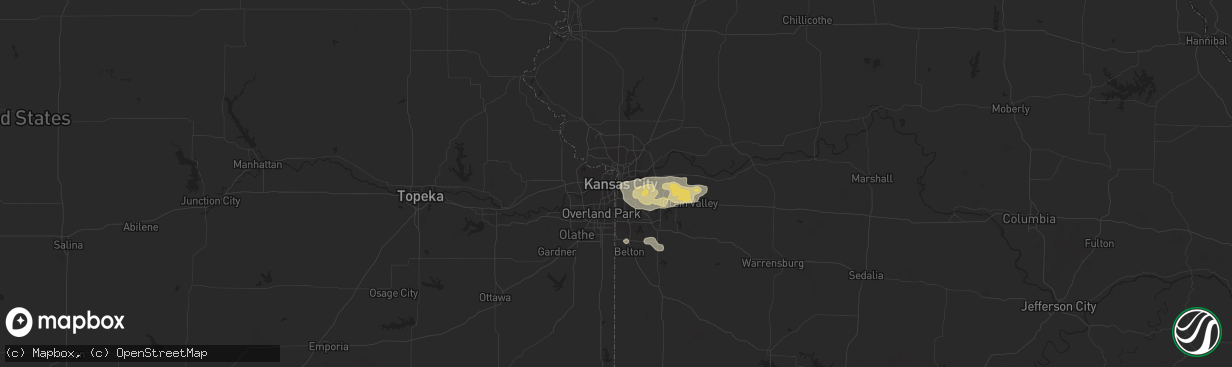 Hail map in Kansas City, MO on August 18, 2015