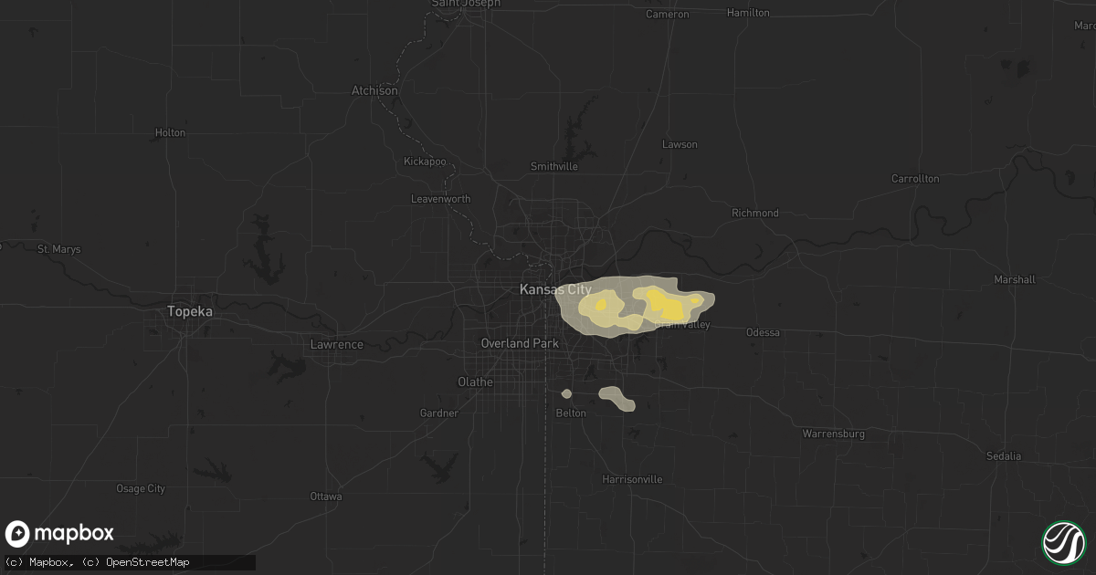 Hail map in Kansas City, MO on August 18, 2015