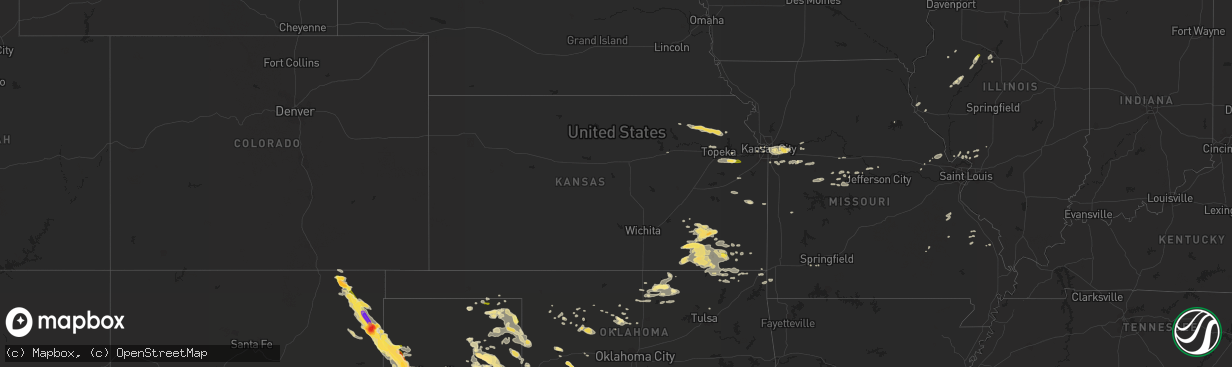 Hail map in Kansas on August 18, 2015