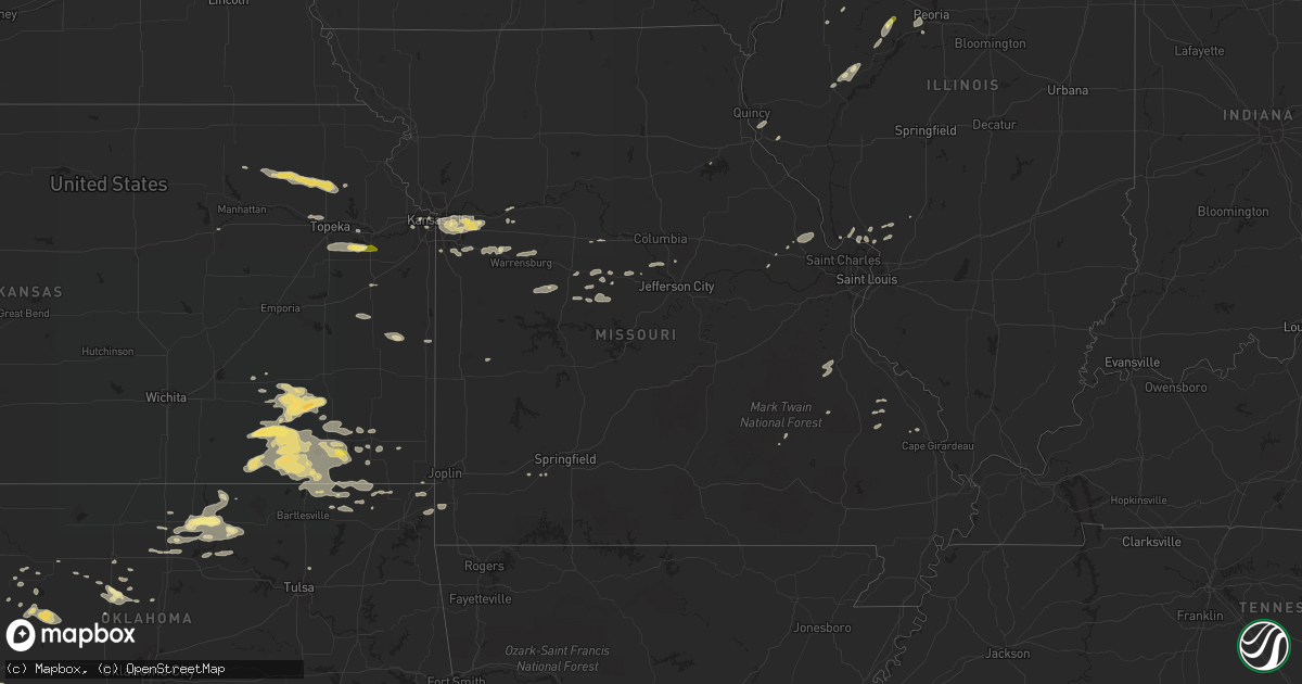 Hail map in Missouri on August 18, 2015