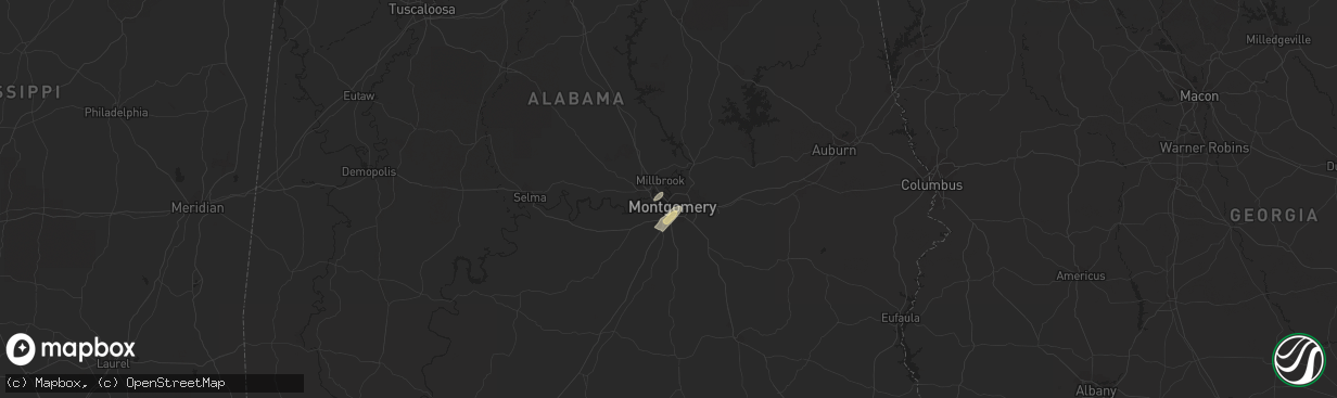 Hail map in Montgomery, AL on August 18, 2015