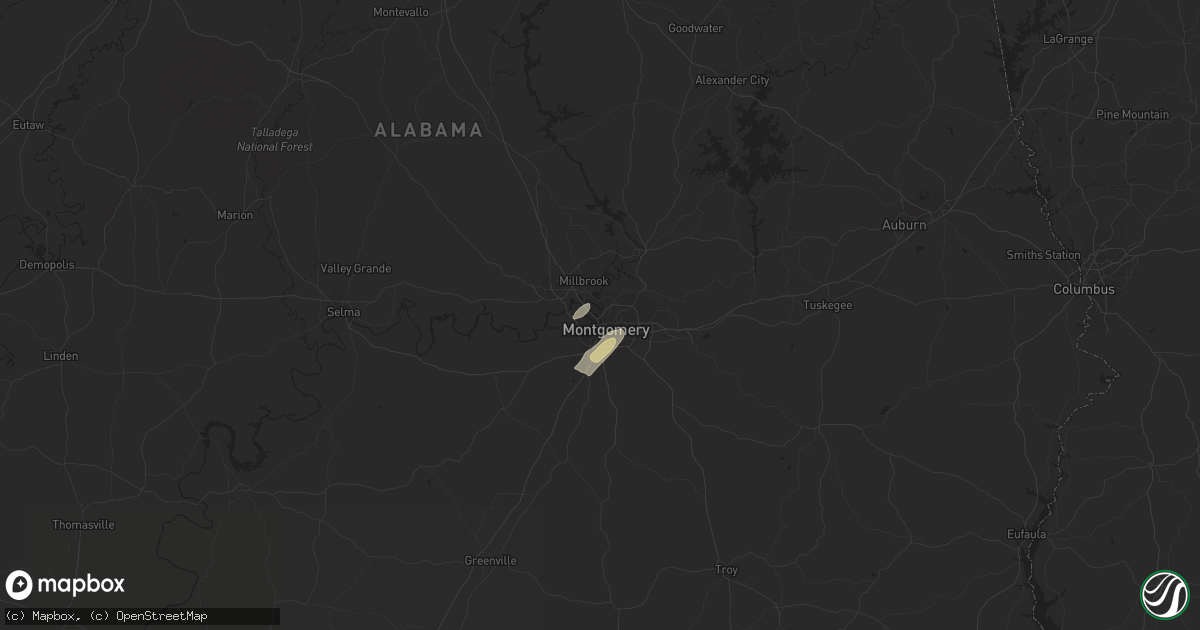 Hail map in Montgomery, AL on August 18, 2015
