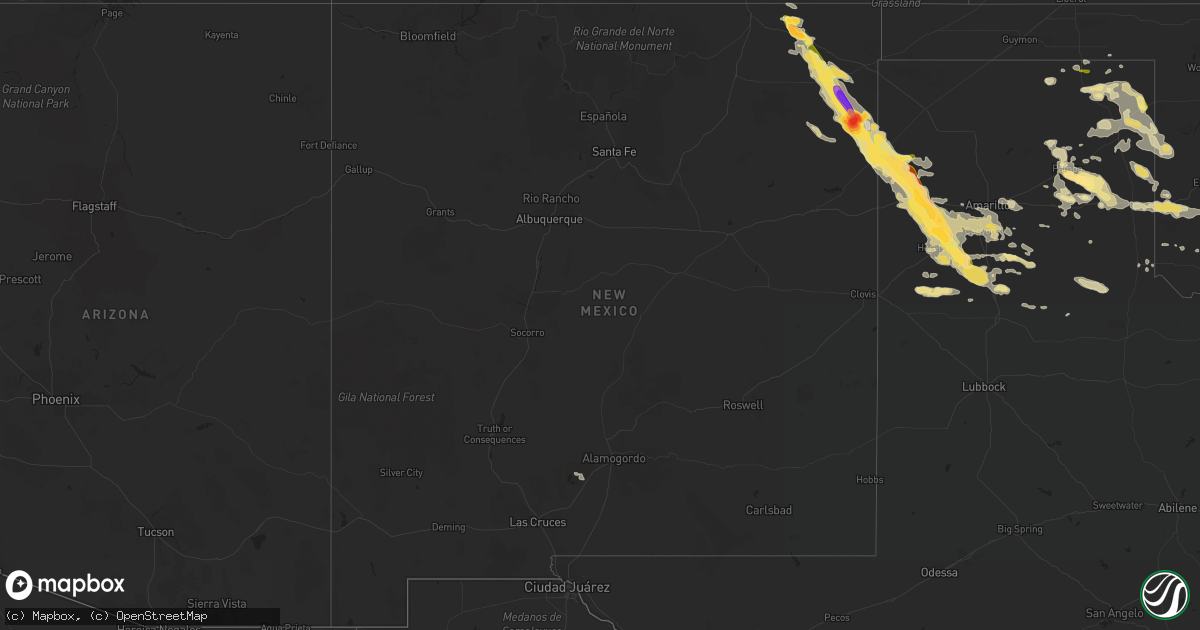 Hail map in New Mexico on August 18, 2015