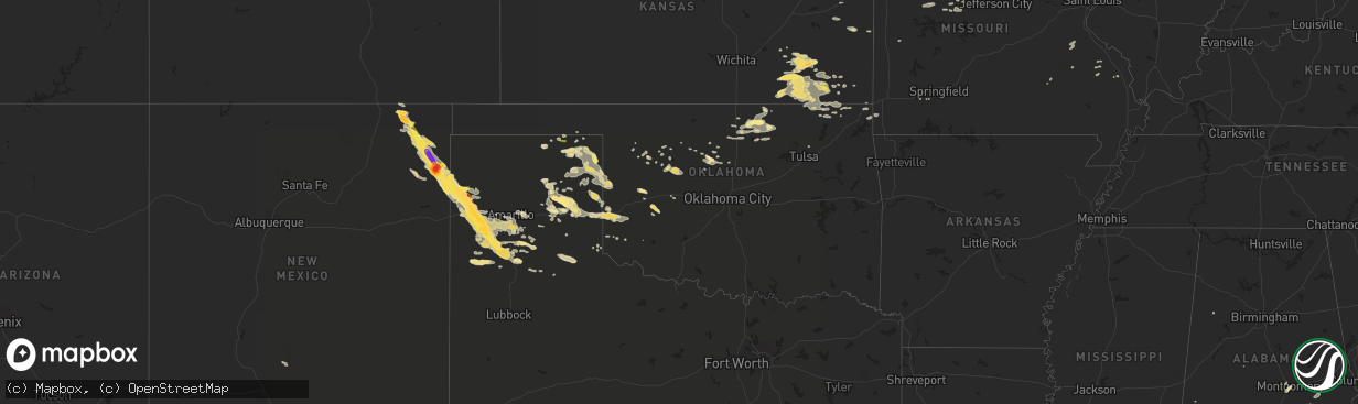 Hail map in Oklahoma on August 18, 2015