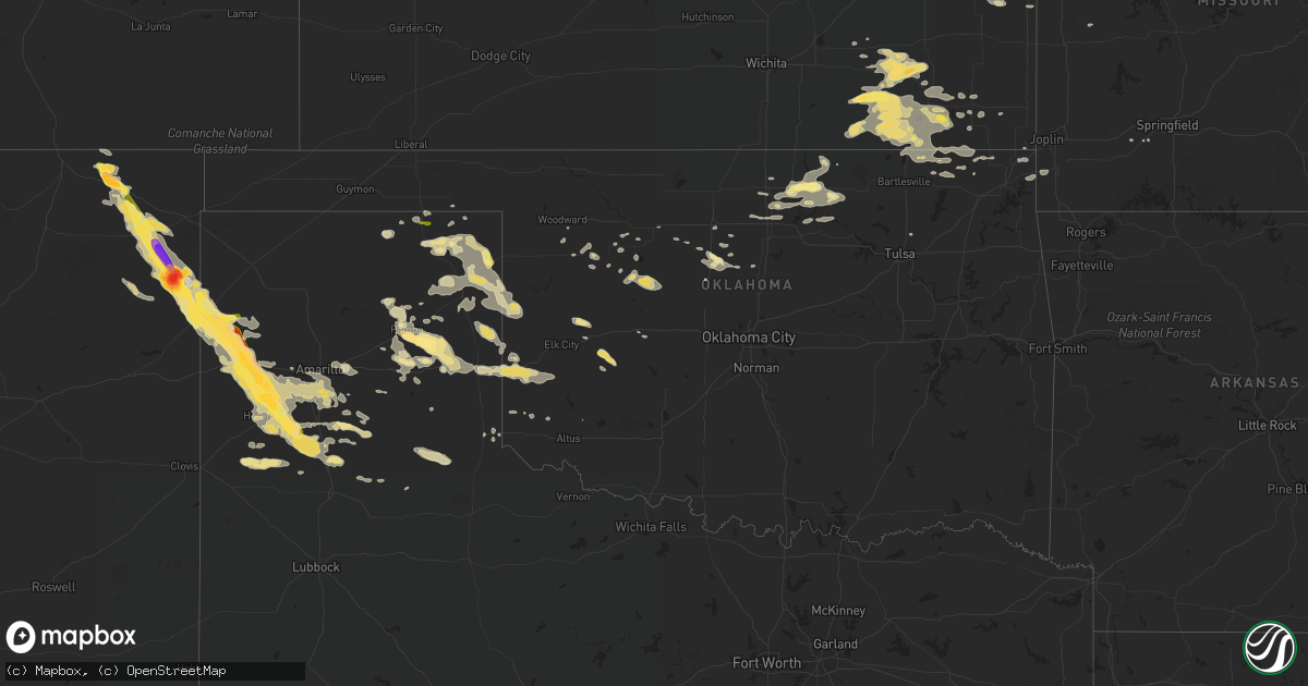 Hail map in Oklahoma on August 18, 2015