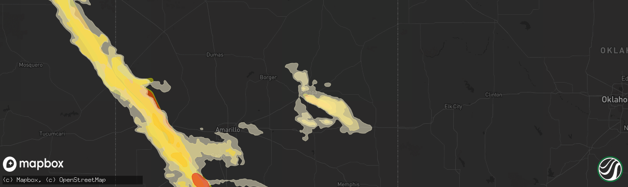 Hail map in Pampa, TX on August 18, 2015