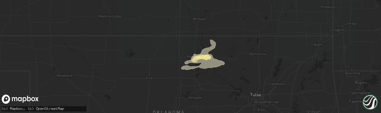 Hail map in Ponca City, OK on August 18, 2015