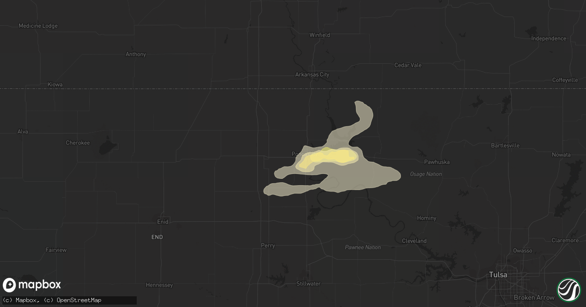 Hail map in Ponca City, OK on August 18, 2015