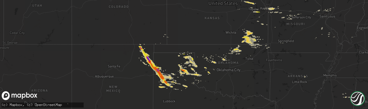 Hail map on August 18, 2015