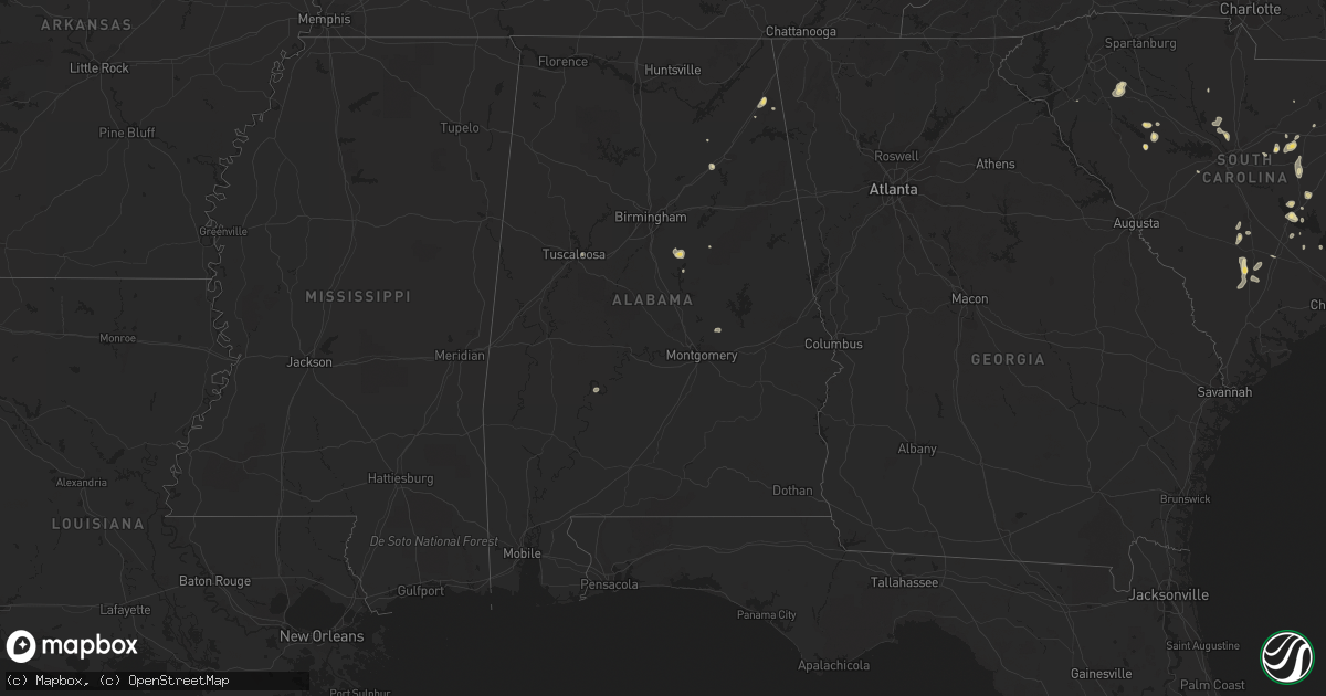 Hail map in Alabama on August 18, 2016