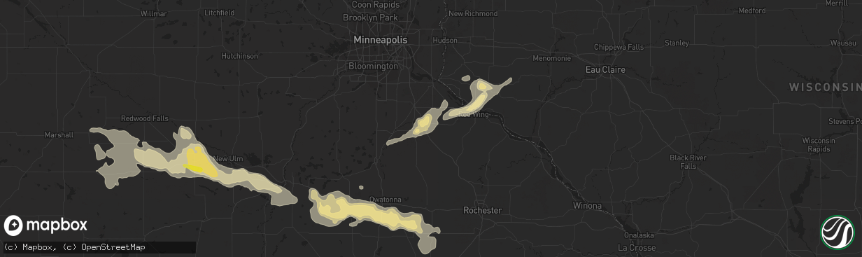 Hail map in Cannon Falls, MN on August 18, 2016