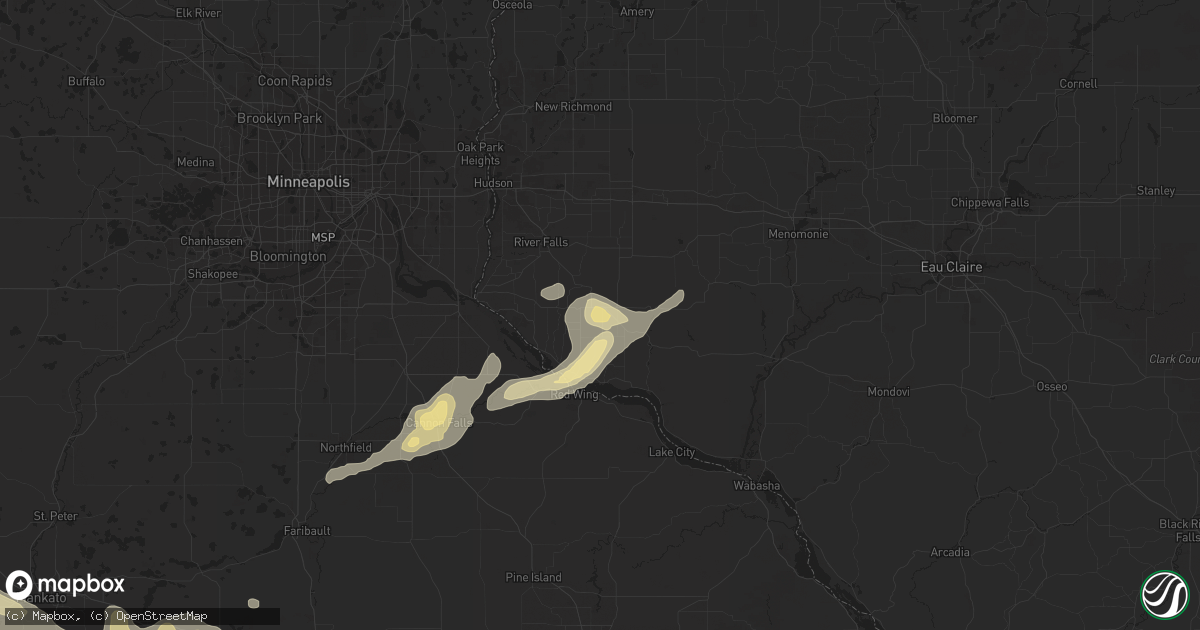 Hail map in Ellsworth, WI on August 18, 2016