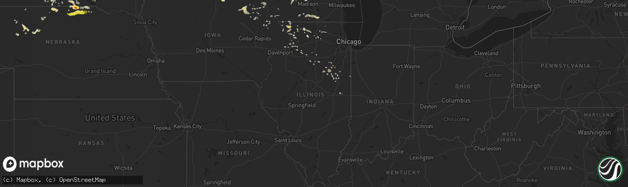 Hail map in Illinois on August 18, 2016