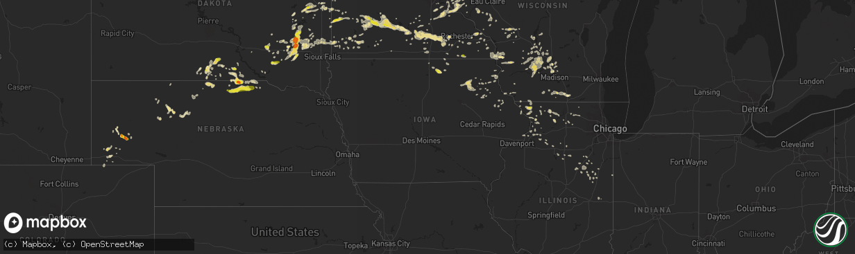 Hail map in Iowa on August 18, 2016