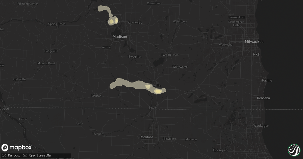 Hail map in Janesville, WI on August 18, 2016
